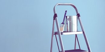 Paint bucket on a ladder