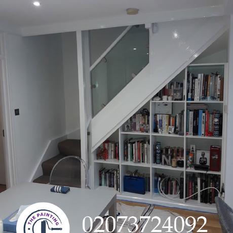 staircase-walls-and-understairs-shelving-painted-in-london